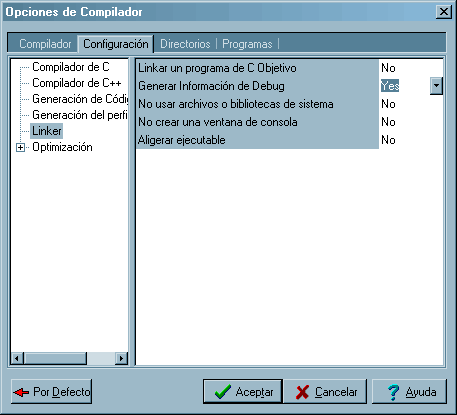 Opciones del compilador