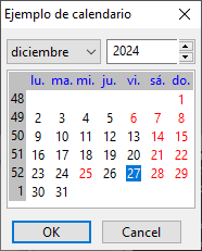 Ejemplo de control wxCalendarCtrl