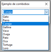 Ejemplo de combobox